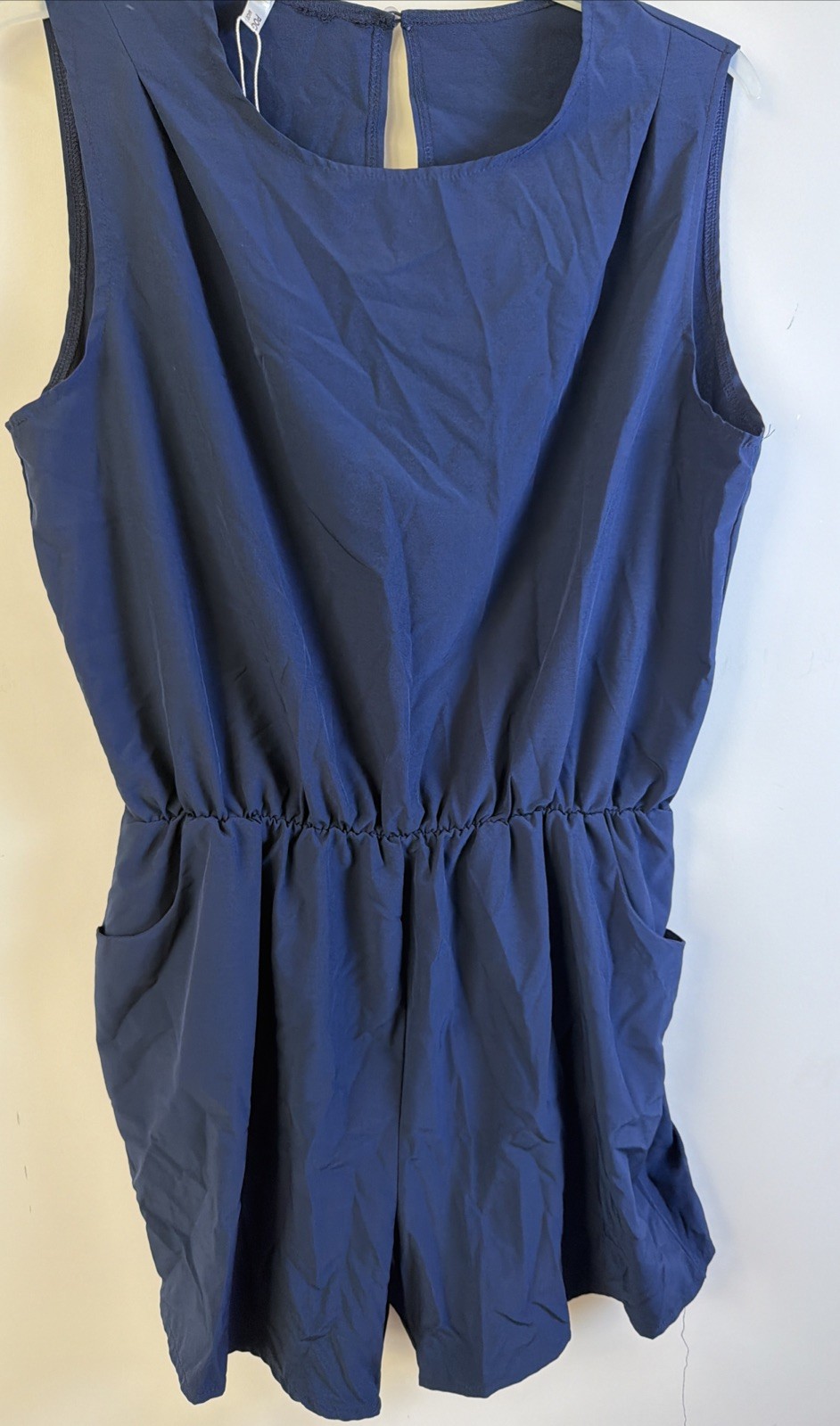 POGTMM Women’s XXL Navy Blue Sleeveless Romper Elastic Waist Pockets Casual