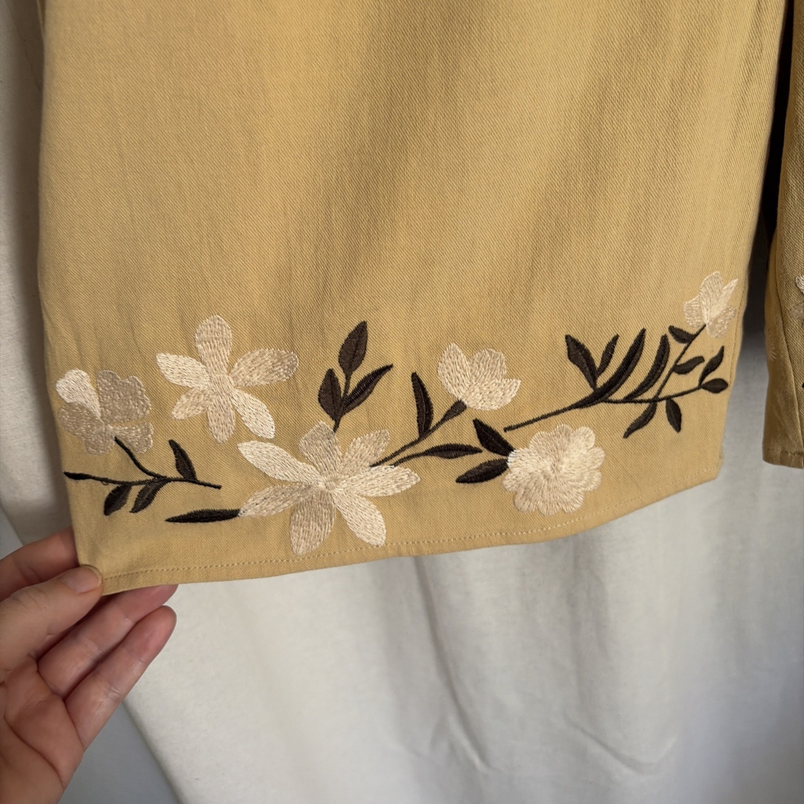 Embroidered Collared Button Romper Shorts Short Sleeved Small Cottagecore Cotton