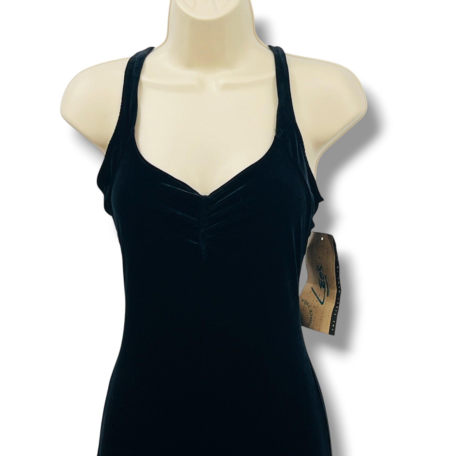 LEO’S NWT Black Velvet Stretchy Racer Back Wide Leg Jumpsuit Clubwear Goth
