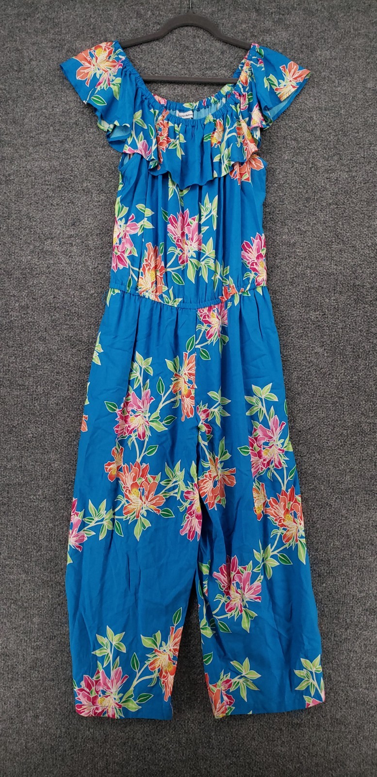 Tommy Bahama Jumpsuit Womens M Medium Blue Sun Lillies Off Shoulder Floral Boho