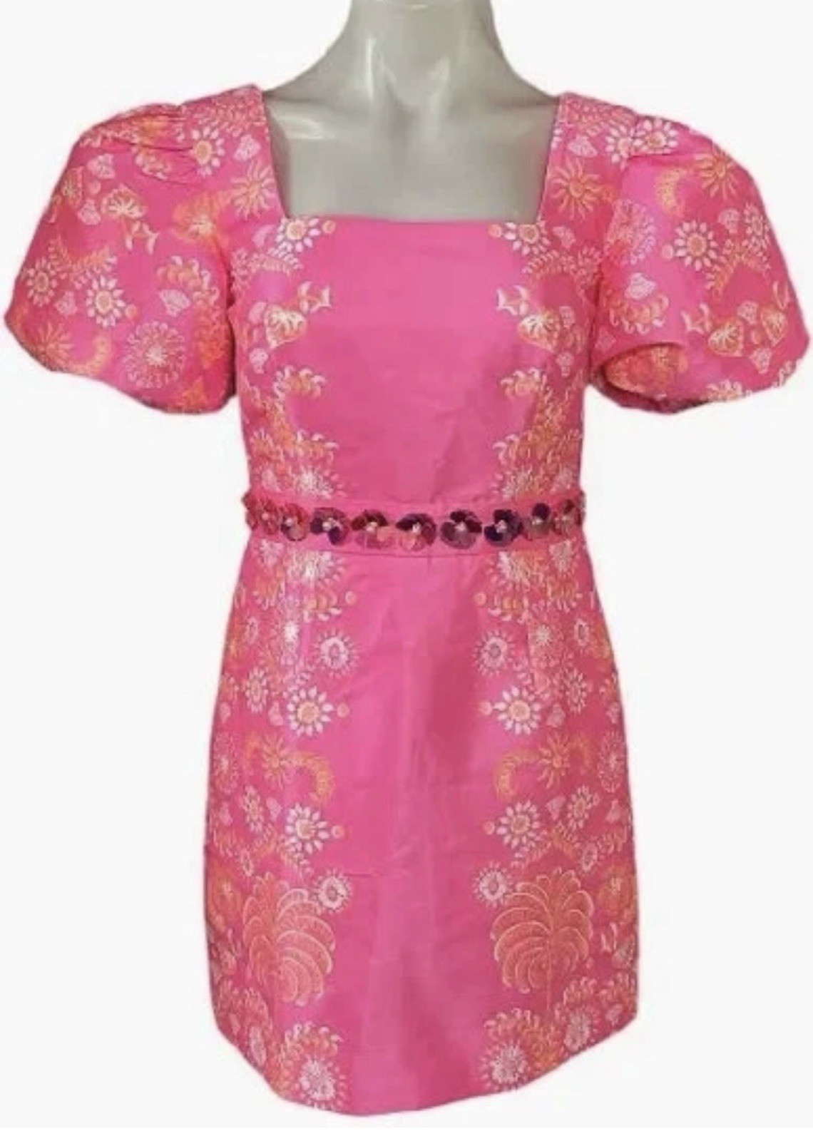 Lilly Pulitzer NWT Size Cohen Skirted Romper Sunkissed Pink Breezy Palm Engineer