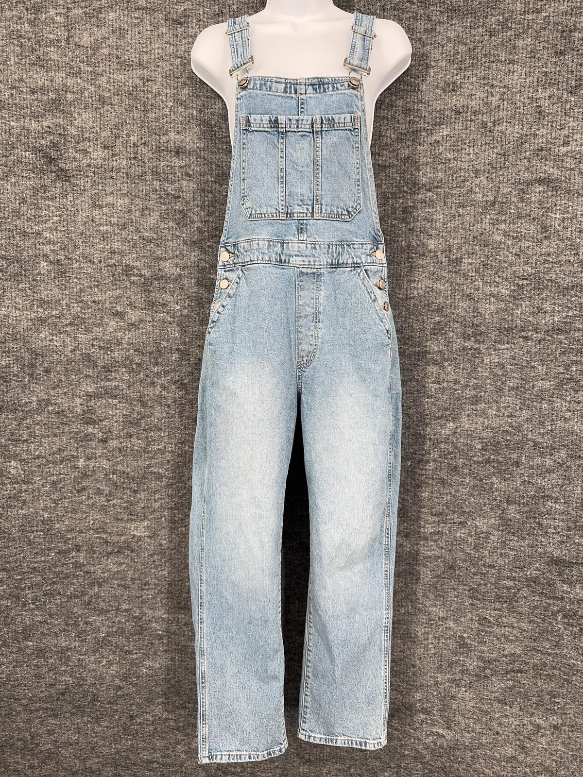 Gap Overalls Womens XS Blue Denim Relaxed Wide Leg Adjustable Straps Pockets