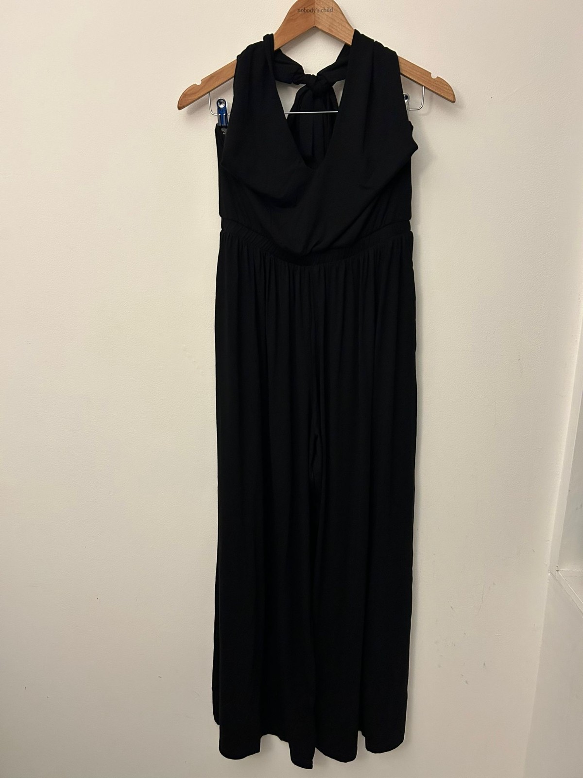 Nobody’s Child Black Halter Neck Jumpsuit Size 6 Wide Leg Sustainable Lenzing