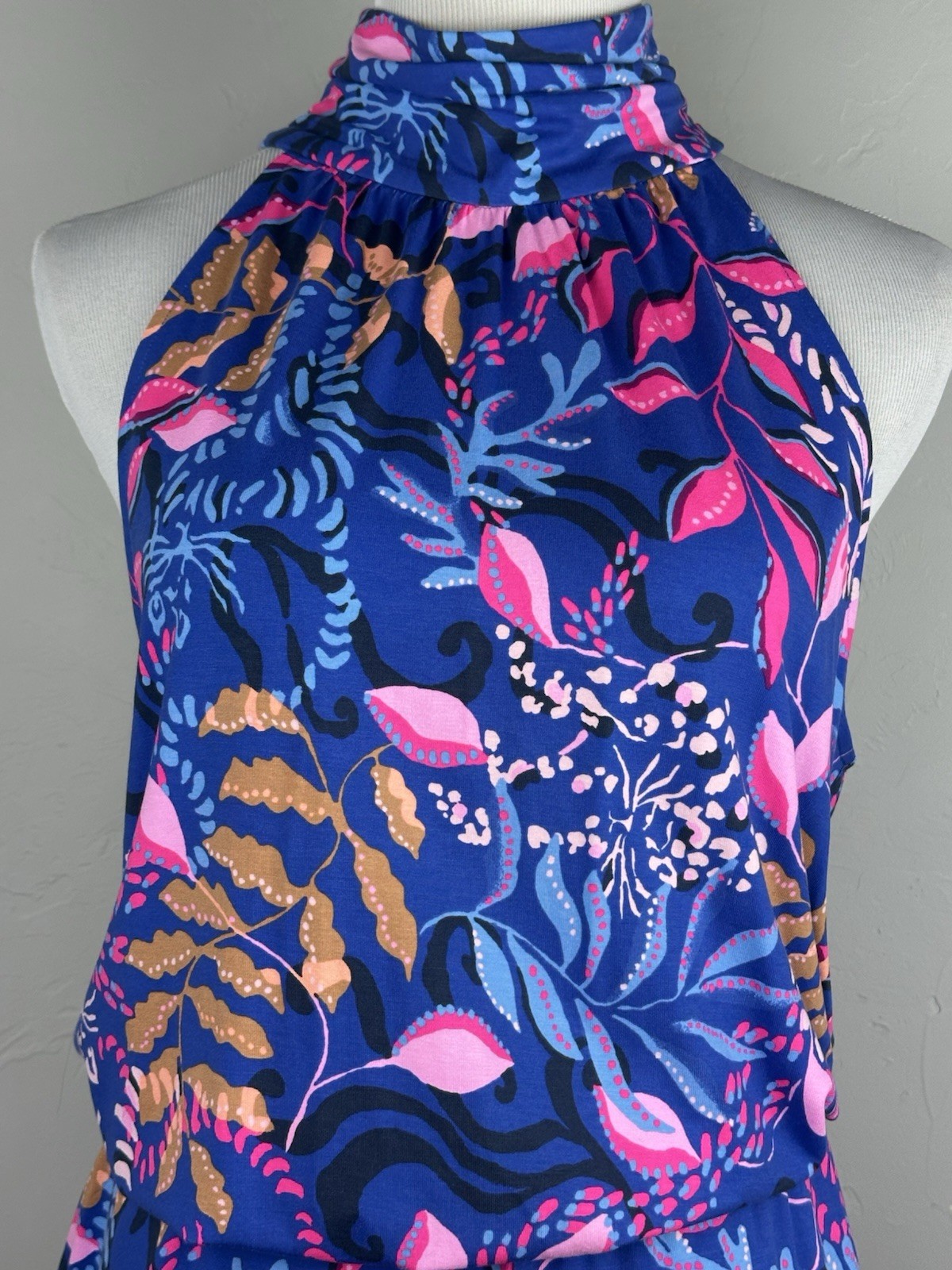 Lilly Pulitzer Wyota Jumpsuit XL Borealis Blue Absolute Purrfection NWT