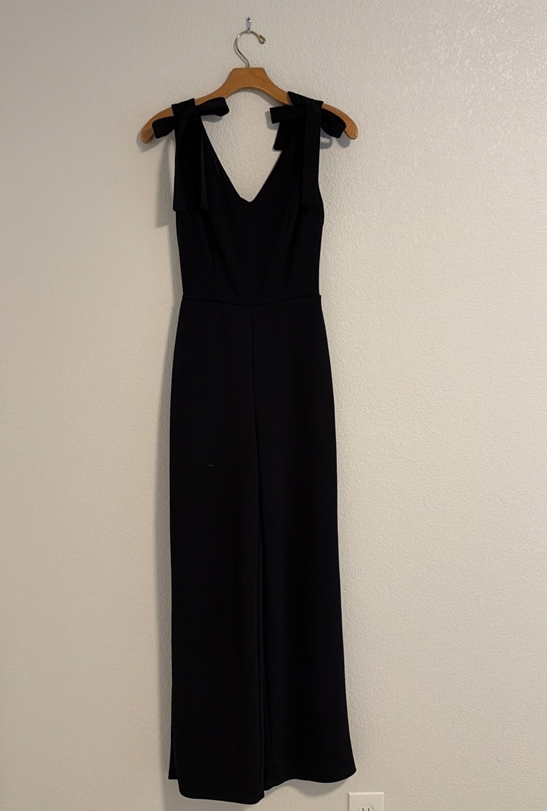 NEW Crystal Sky Sleeveless Tie Strap Formal Jumpsuit Women XS Black Pockets