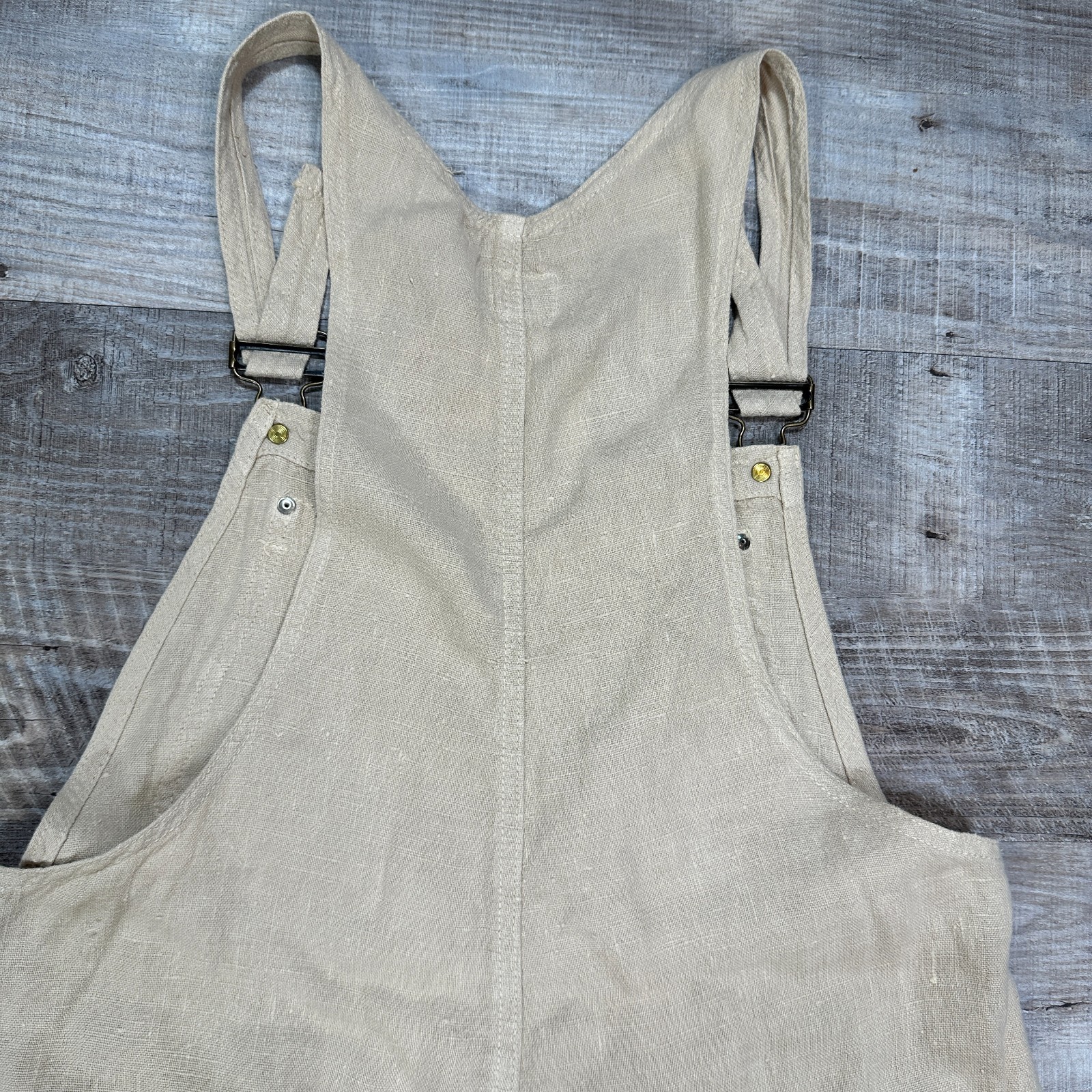 NWT Linen For Joseph 100% Linen Stright-Leg Lagenlook Overalls Ivory Sz M Vintag