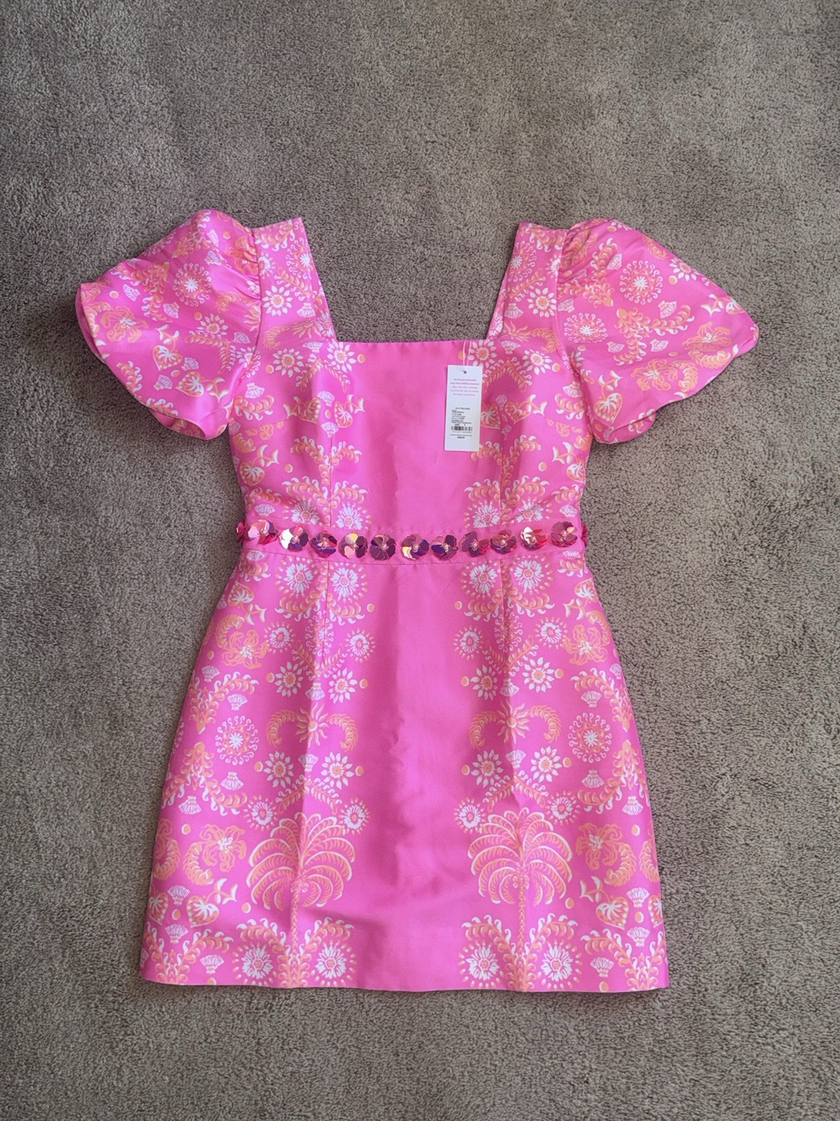 Lilly Pulitzer NWT Size Cohen Skirted Romper Sunkissed Pink Breezy Palm Engineer