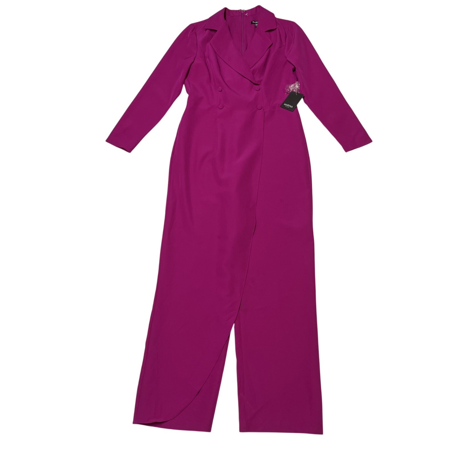 Marina Jumpsuit Women M Magenta Crepe Double Breasted Wide Leg Event Gala Cruise