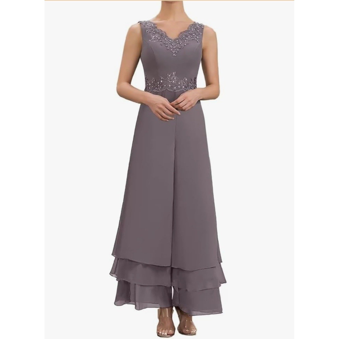 Mother of the Bride Jumpsuit Wide Leg Lace Beaded Formal Evening Gown Size 22W