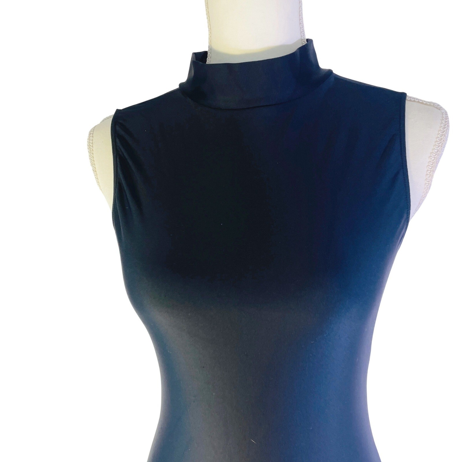 Speerise Sleeveless Full Length Unitard Catsuit Womens M Black Zipper Mock Neck