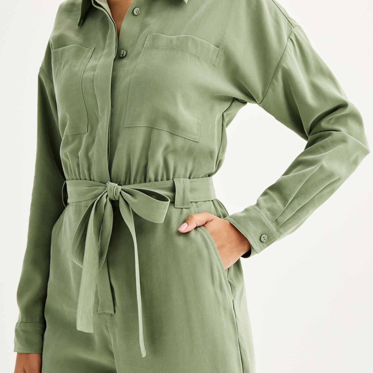 Nine West Black Belted Utility Jumpsuit Long Sleeve Medium Pockets NWT