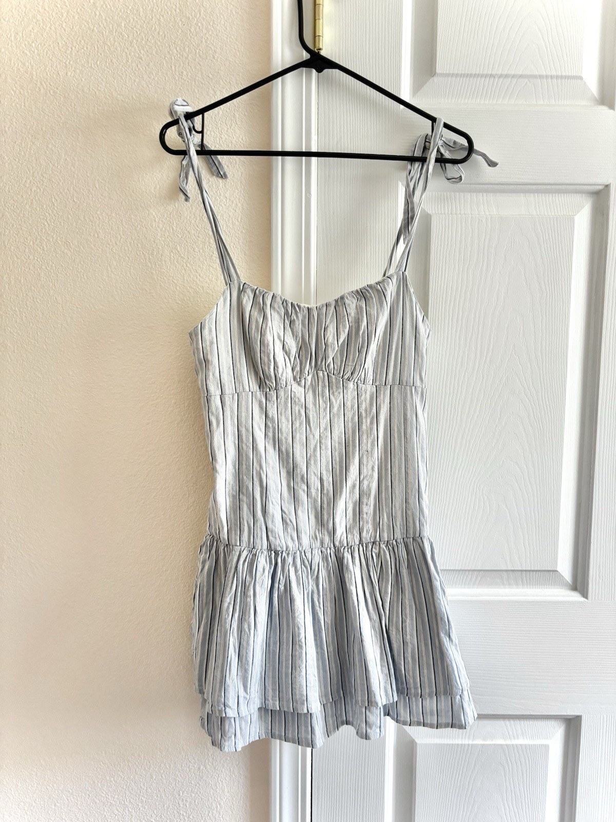 Nectar Summer Blue & White Striped Dress/ Romper w/ Shorts Underneath S