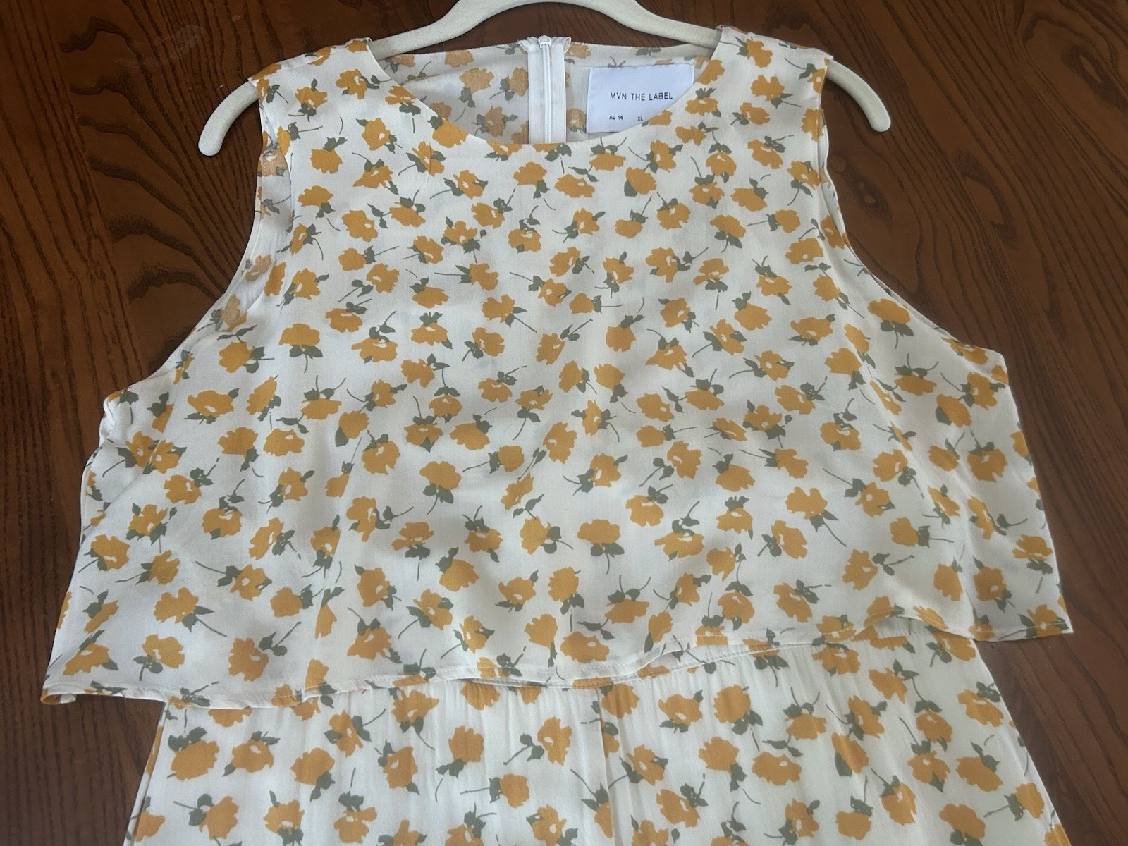 MVN THE LABEL Floral White Lined Jumpsuit Wide-Leg Sleeveless – SIZE 10