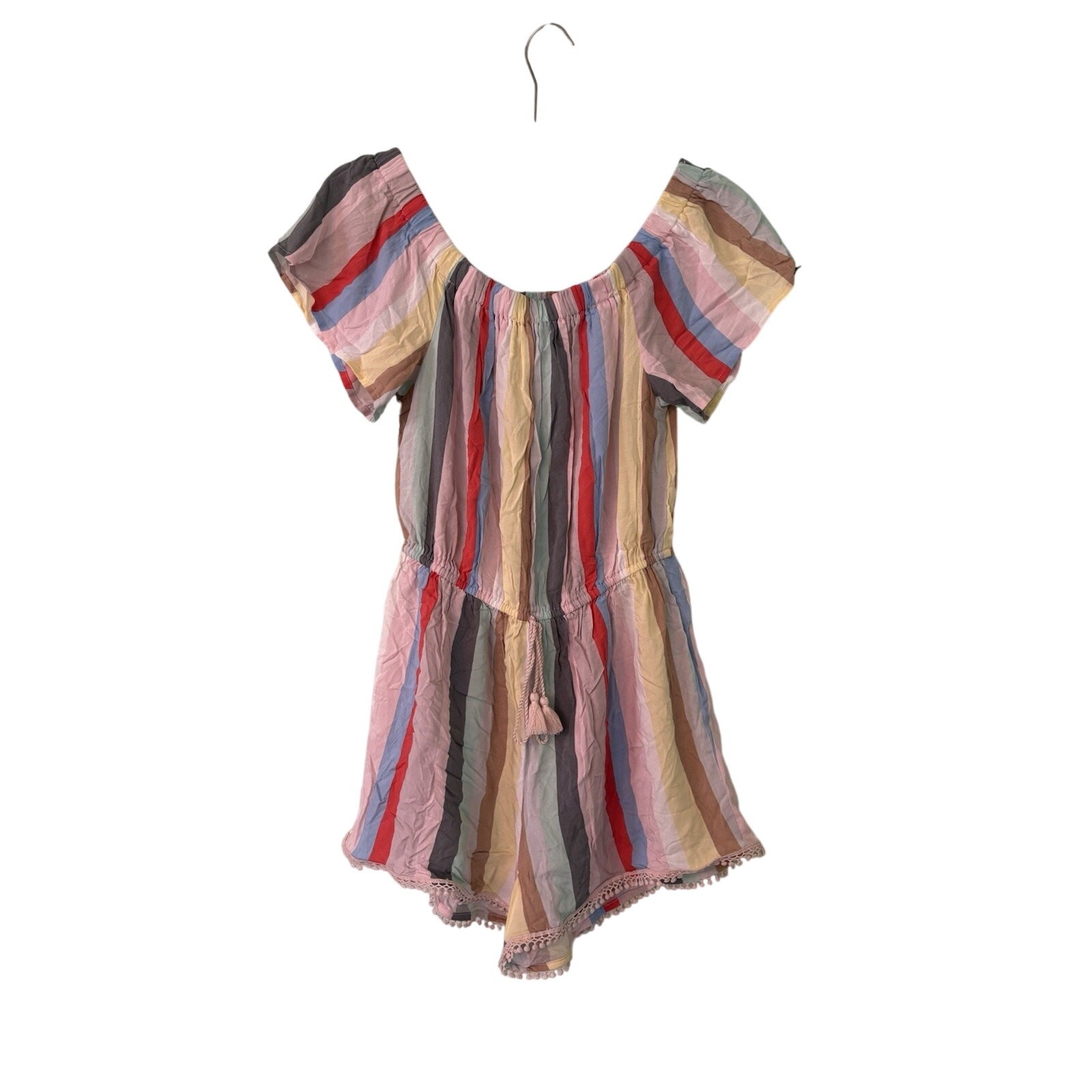BEBOP Romper Large Striped 100% Rayon Casual Beach Travel Woven Colorful