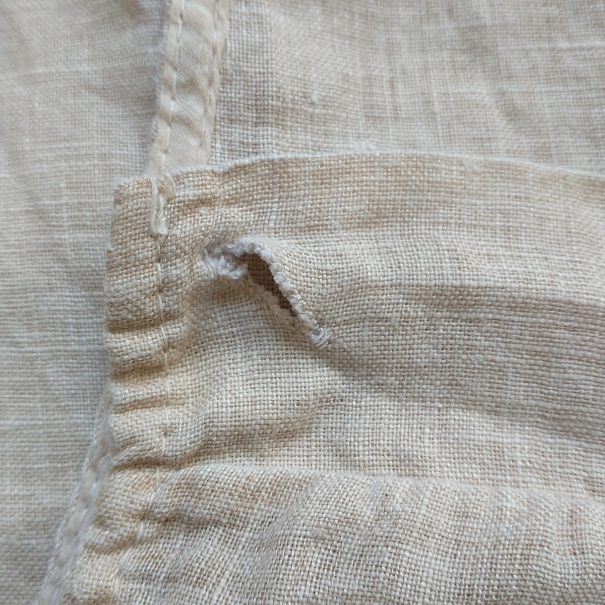 Made InItaly Jumpsuit Bib Overall Womens S/M*Beige 100%Linen Lagenlook Minimalis