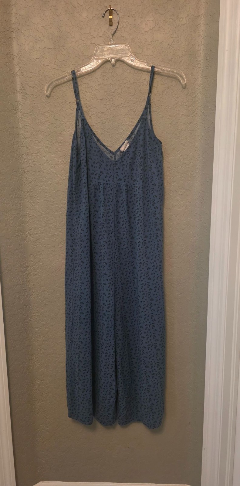 Natural Life Blue Printed Oversized Wide Leg Cropped Romper Jumpsuit S Boho