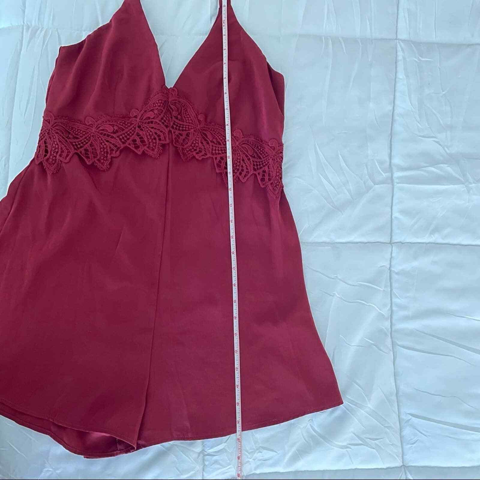 4Si3nna Wine Spaghetti Strap Lace Romper Size Medium