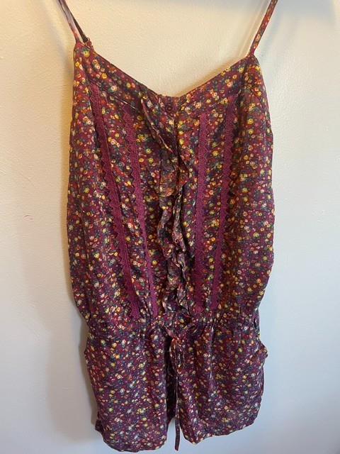 90’s, NWT, Festival Romper, Button front, drawstring waist, pockets, Size Medium