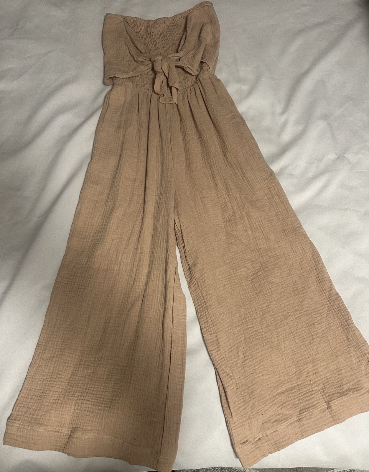 Grade Gather Womens Tie Front Jumpsuit Size SM Wide Leg Color Salmón 100% Cotton