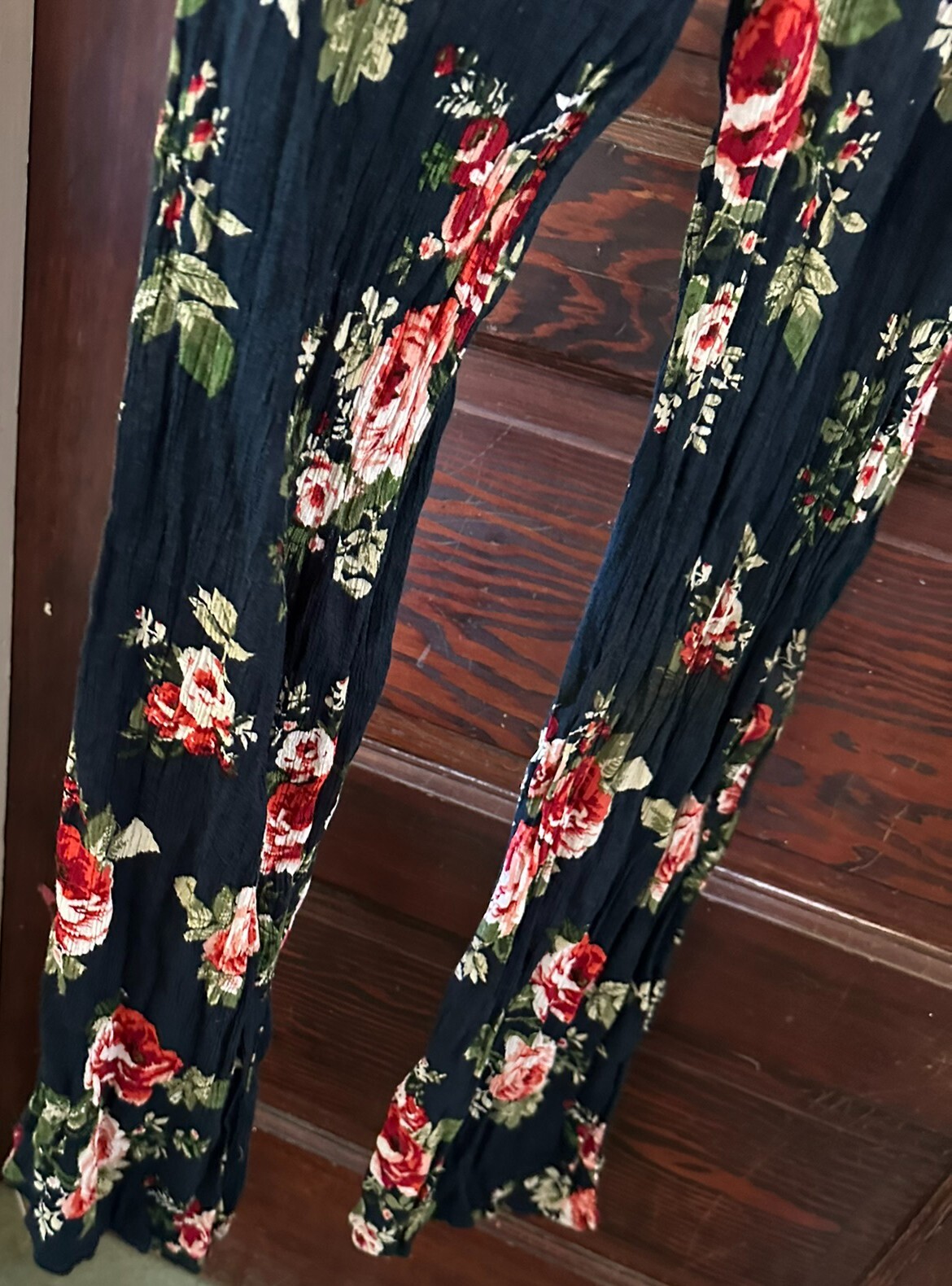 Ambiance Floral One Piece Long Pants Romper Jumpsuit Blue Red Green Floral S