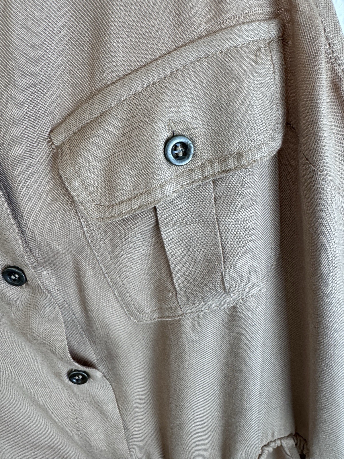 Iris Sleeveless Drawstring Utility Romper in Khaki Size M