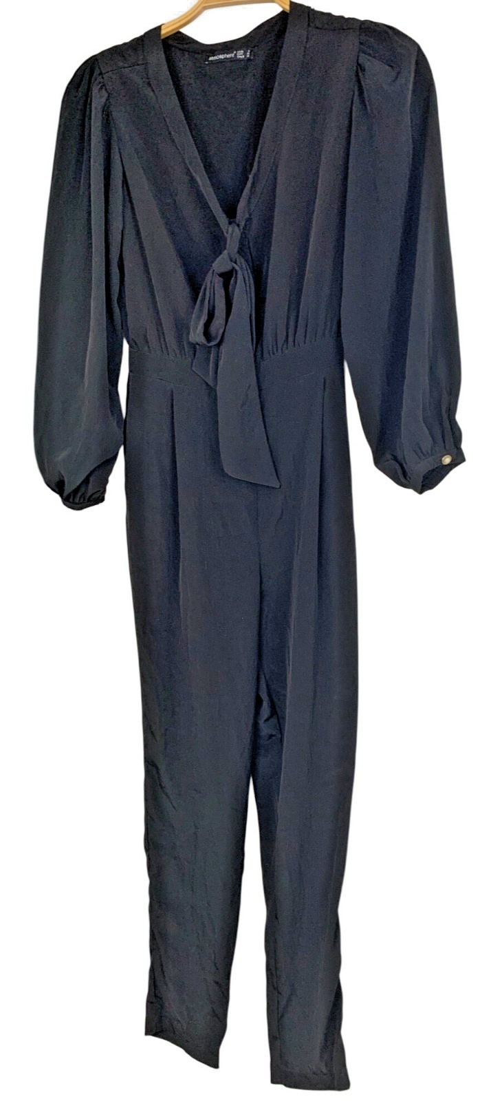 Atmosphere Black Jumpsuit Size 2 US XS Polyester V-Neck Long Sleeve RZ10400
