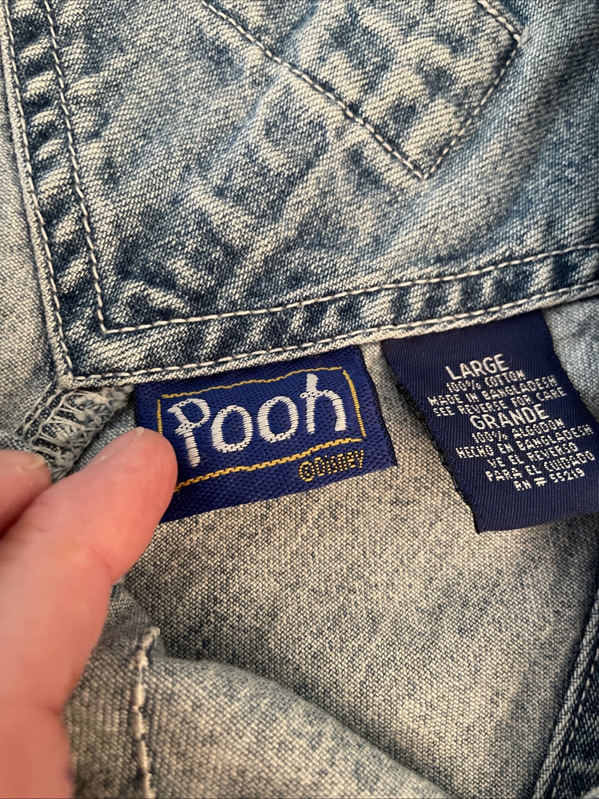 Disney Vintage Winnie The Pooh Retired Eeyore Denim Overalls Womens LG GUC Rare