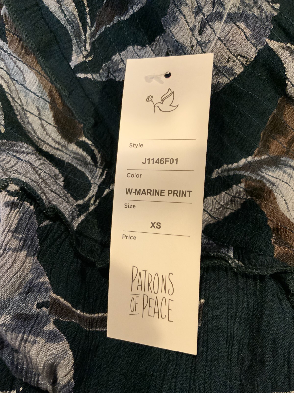 Patrons Of Peace Women’s Marine Print Jumpsuit, Style# J1146F01, Size XS