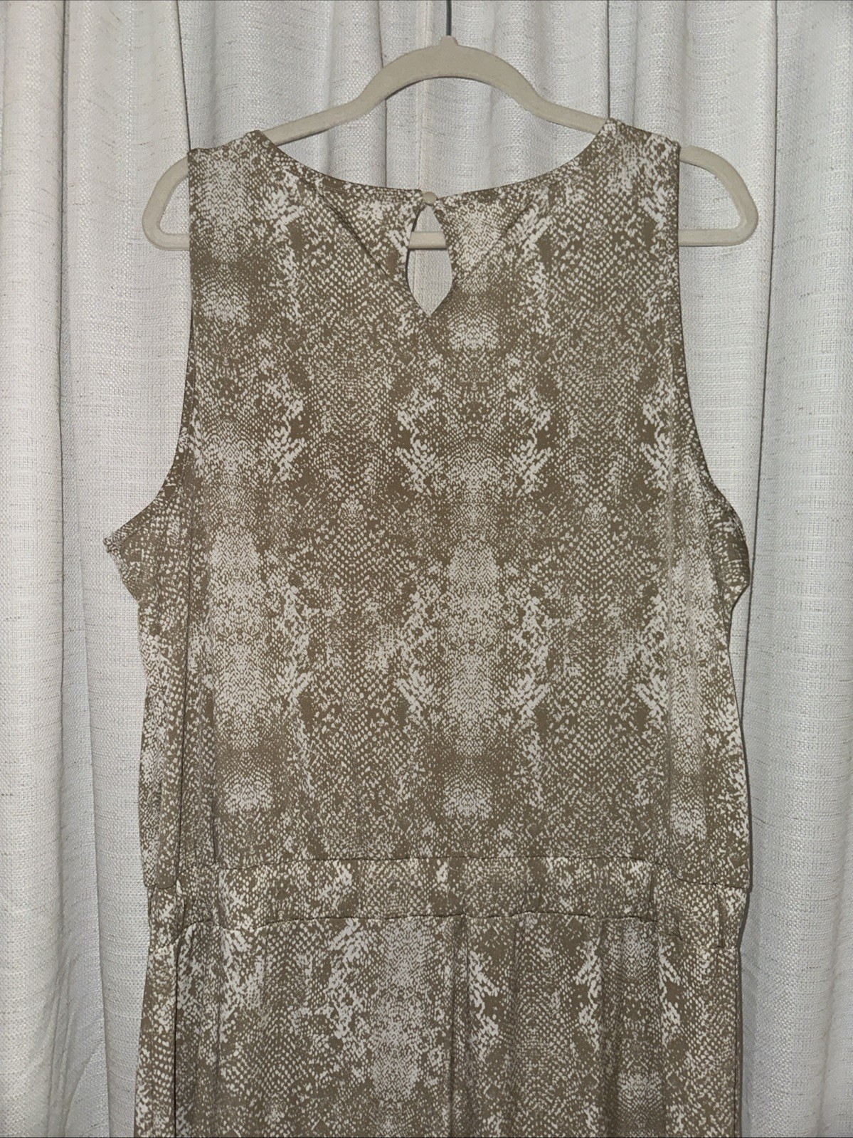 Juicy Couture XL Snake print Jumpsuit Stretch and Tie Waist Beaded Neckline