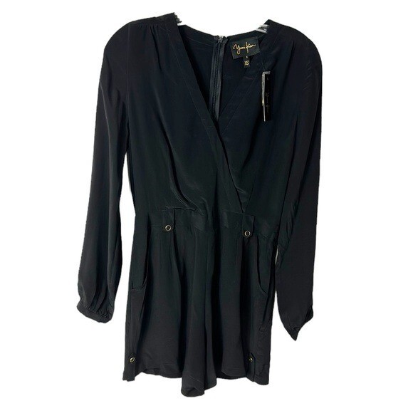 Yumi Kim Carly Romper Women’s XS Black 100% Silk NWT Pockets