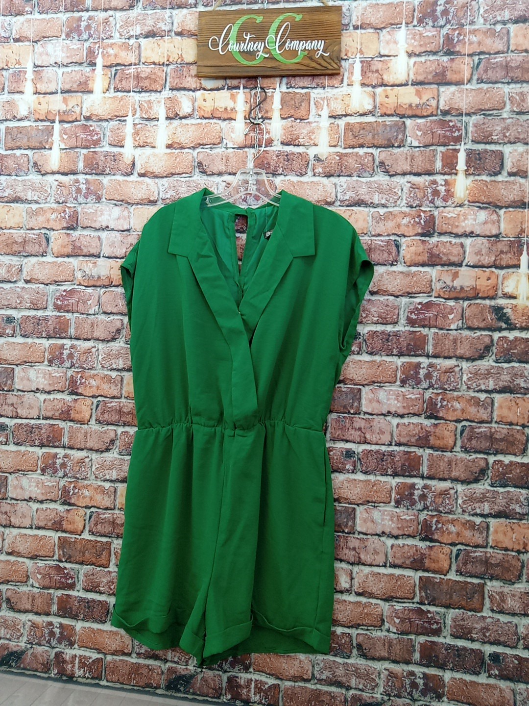 Pretty Garden Women’s Short Sleeve Romper GreenXL