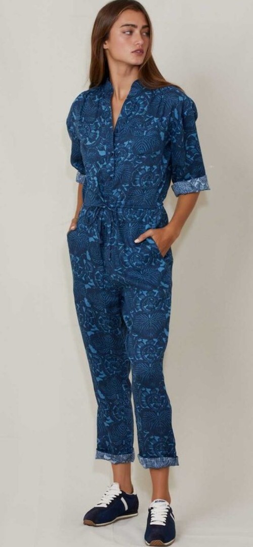 Apiece Apart Hera Flightsuit 100% Linen Floral Drawstring Size 4 New York Style
