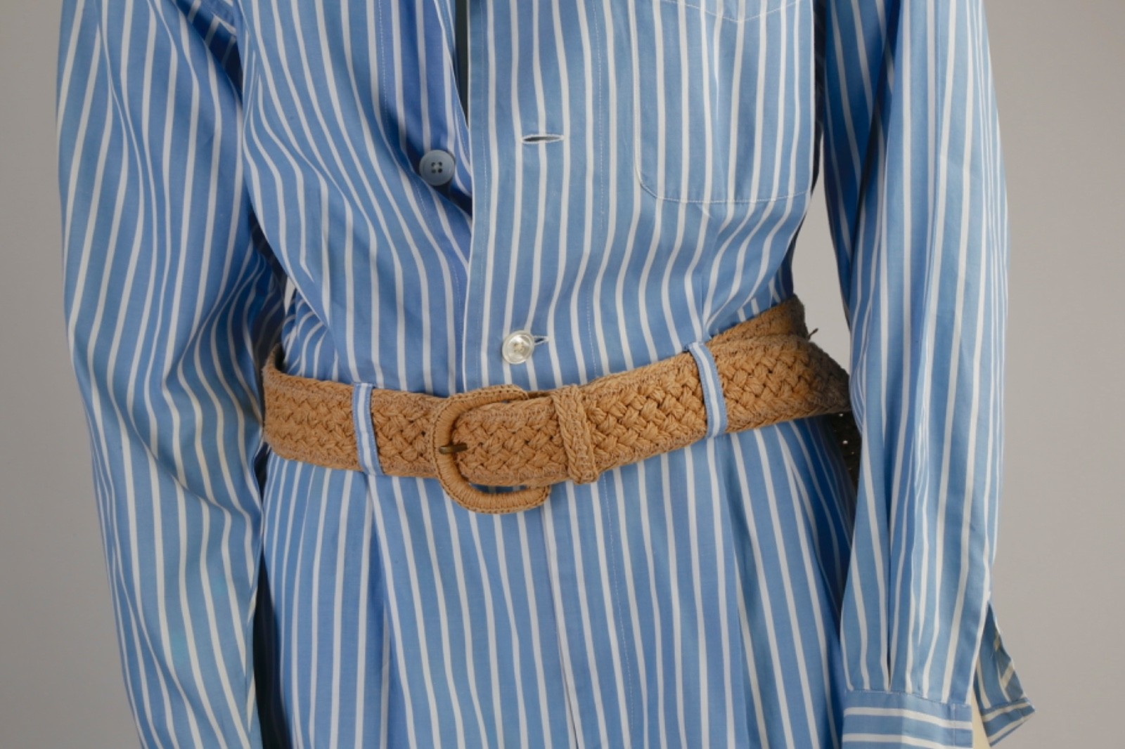Vintage Ralph Lauren Romper 10 Blue White Striped Cotton Long Sleeve Shorts Jump