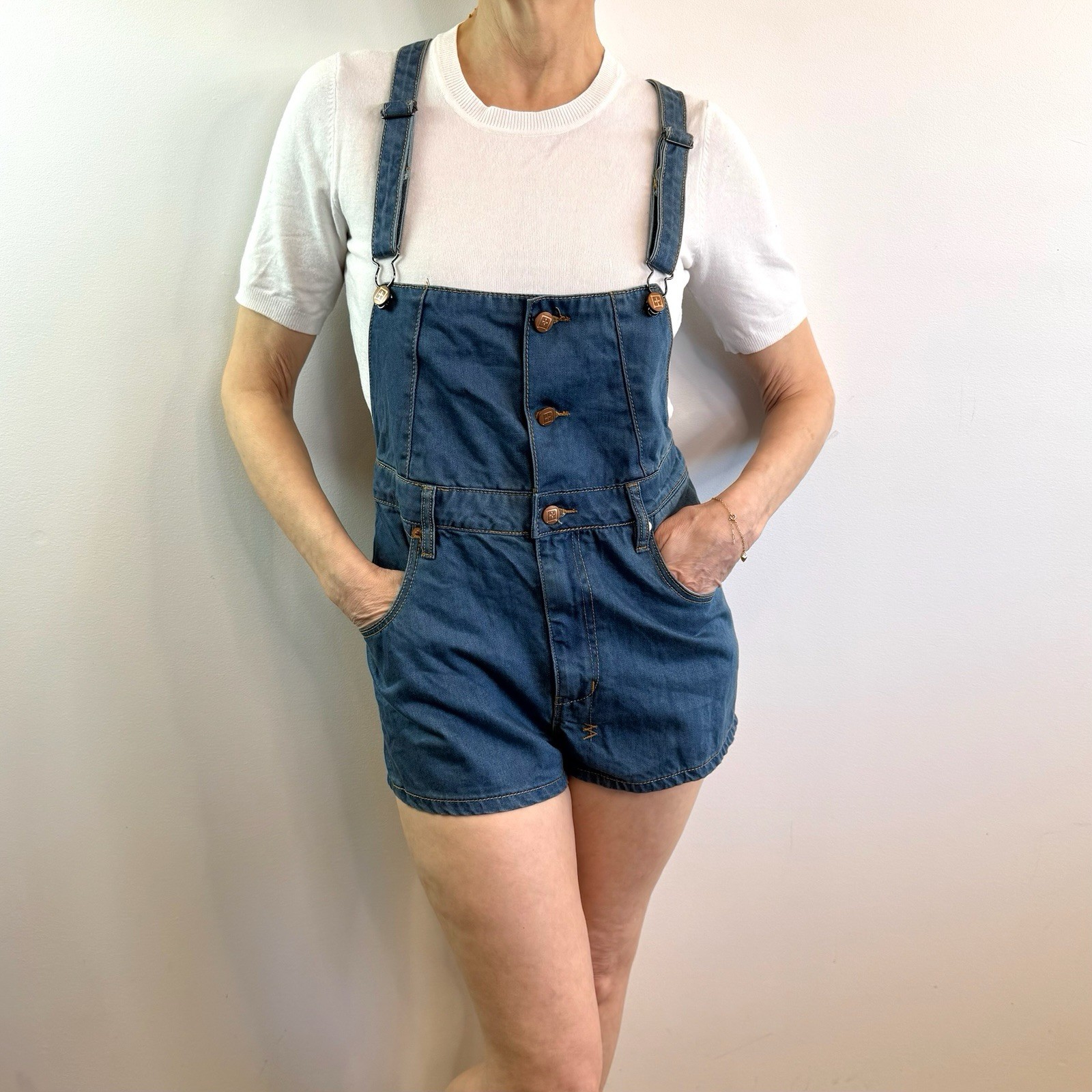 Ksubi Size 26 8 Aus Blue Denim Mikey Short Dungarees Overalls Aus Designer NWT