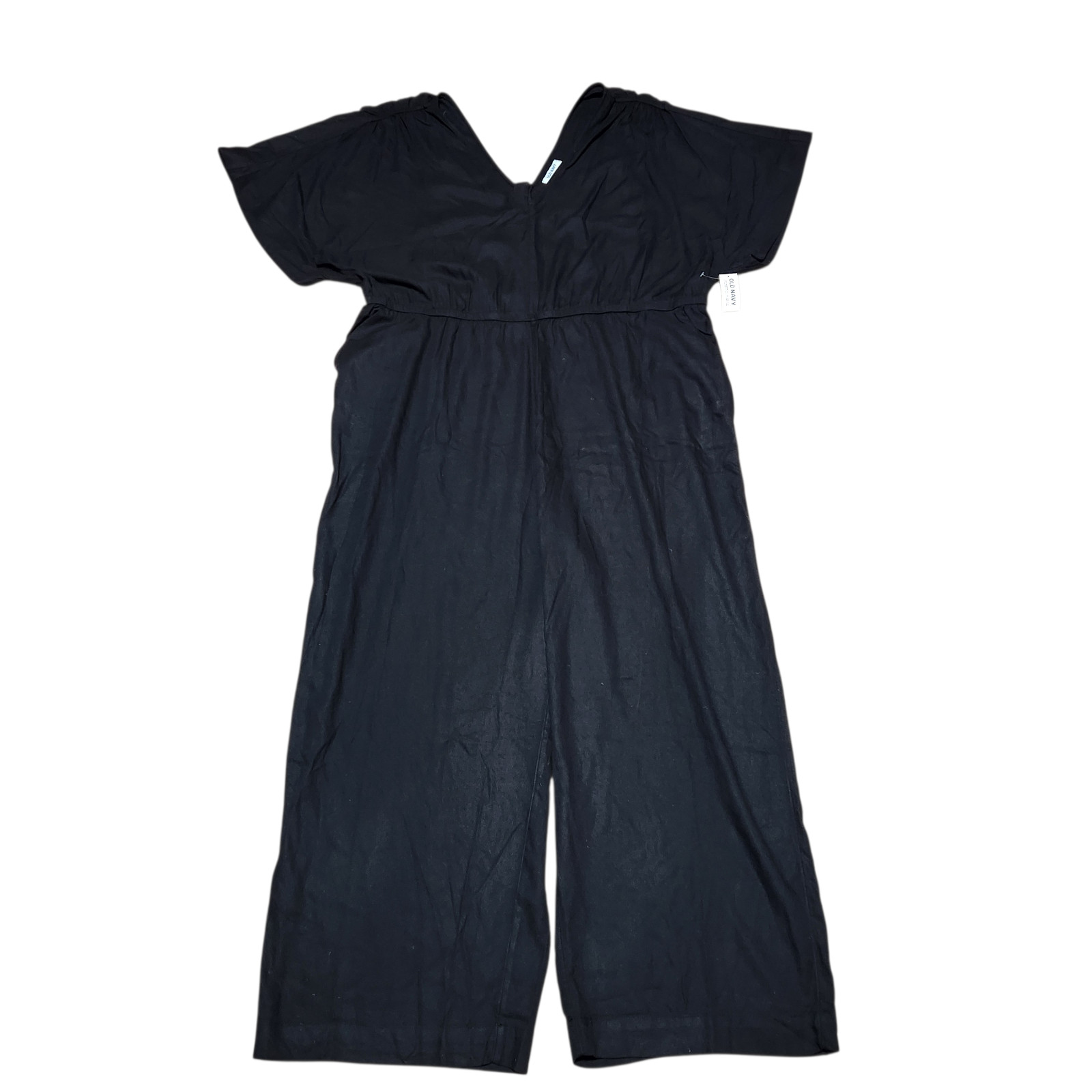 Old Navy Jumpsuit Women 3X Plus NWT Black Wide Leg Flutter Sleeve Crepe