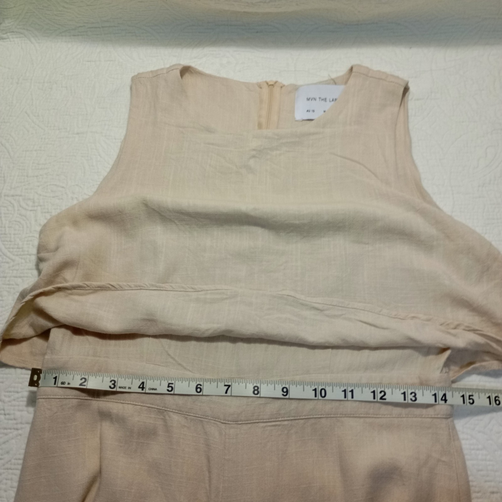 MVN The Label Jumpsuit Beige Sz M Linen Blend Relaxed Fit Lightweight Fabric