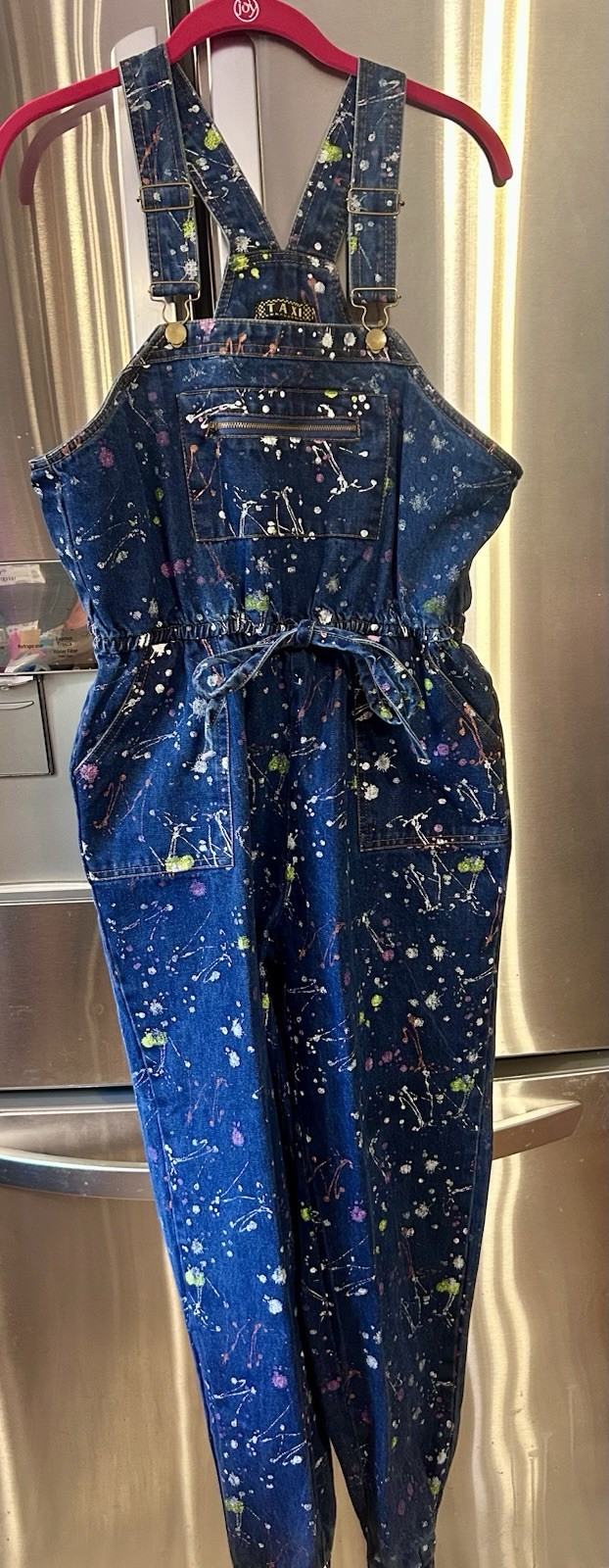 90’s Vintage Jean Overalls Splatter Paint Jumpsuit by Taxi Women’s Size Medium