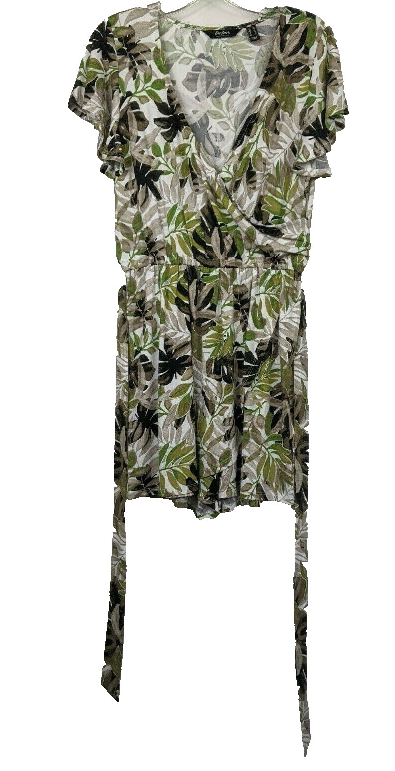 L Du Jour Women’s Faux Wrap Front Romper Black Multicolor Large A354432