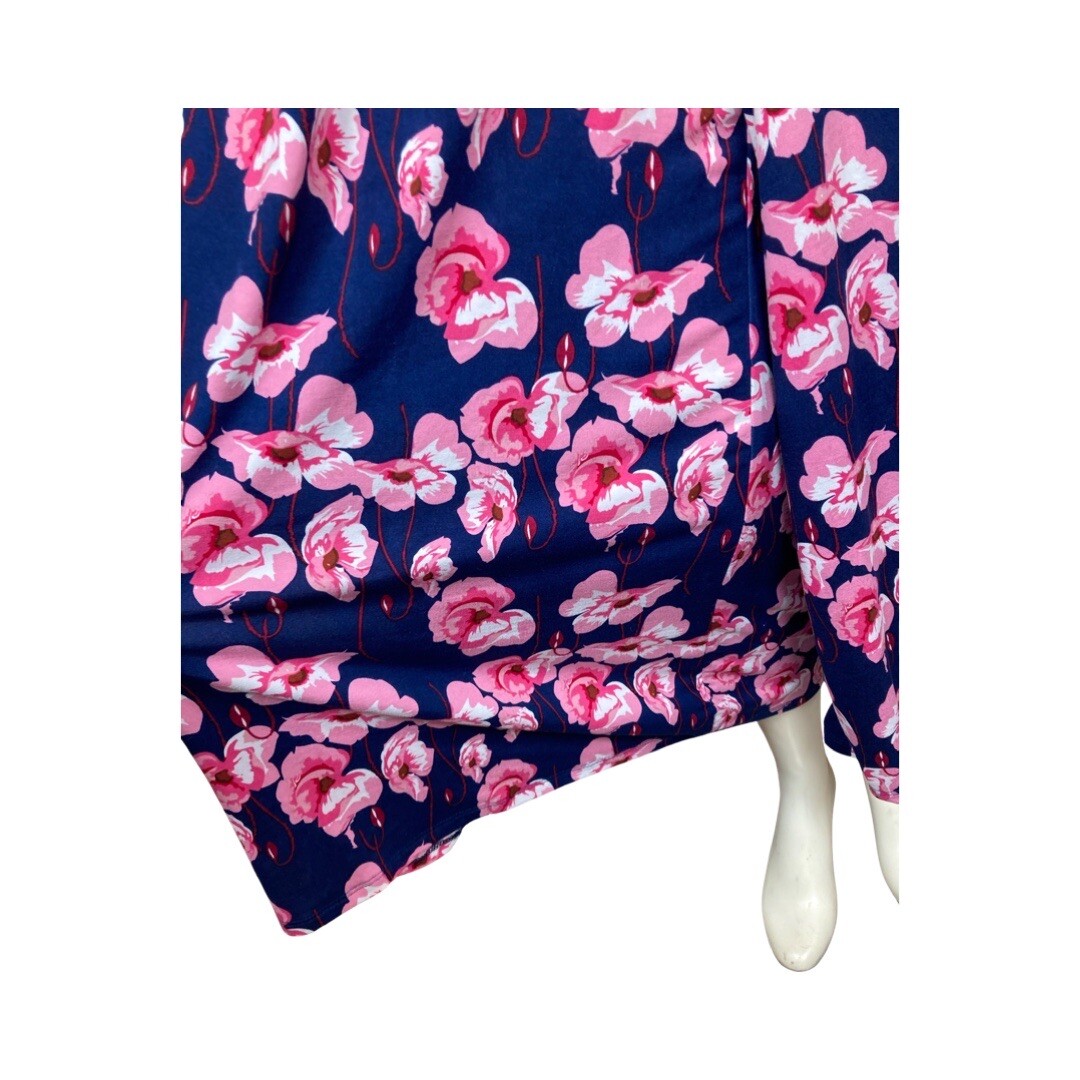 Poof New York Womens Floral Jumpsuit Blue With Pink Flowers Size L Style #223756