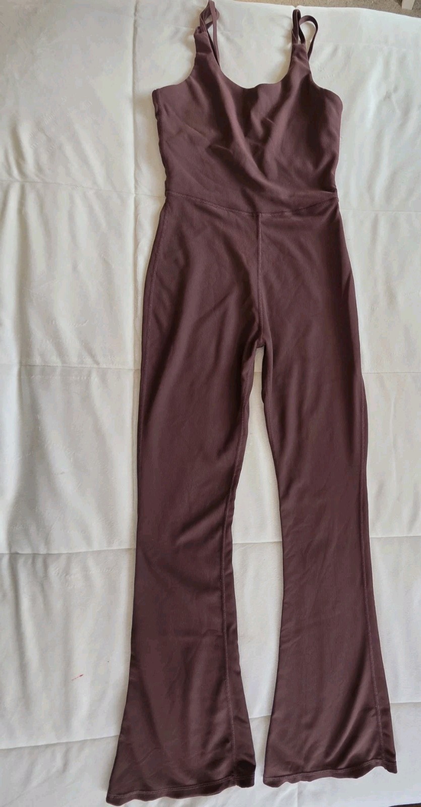 Wilo the Label Women’s Flare Jumpsuit Brown Athletic Workout Loungewear Size S