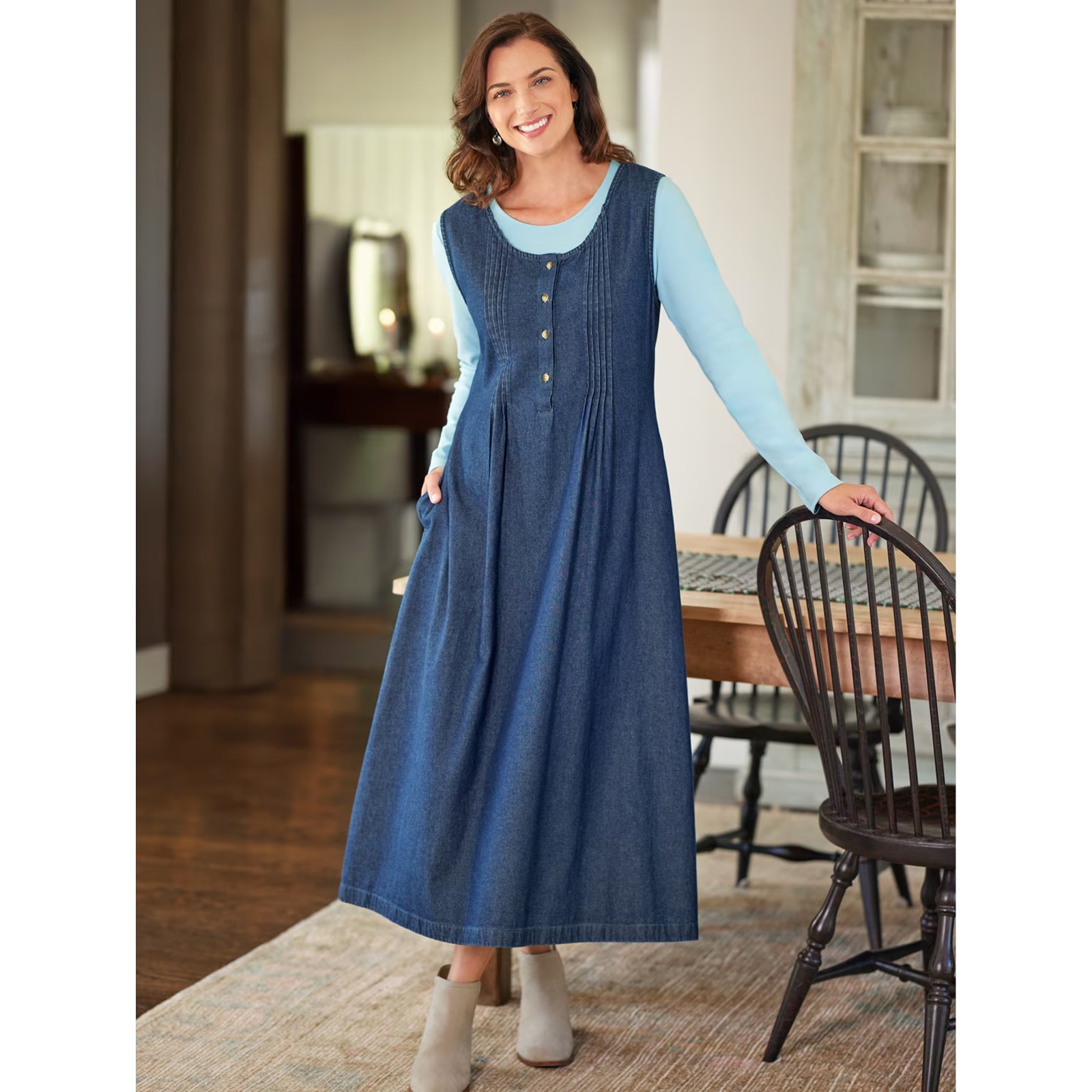 Denim Pintuck Jumper