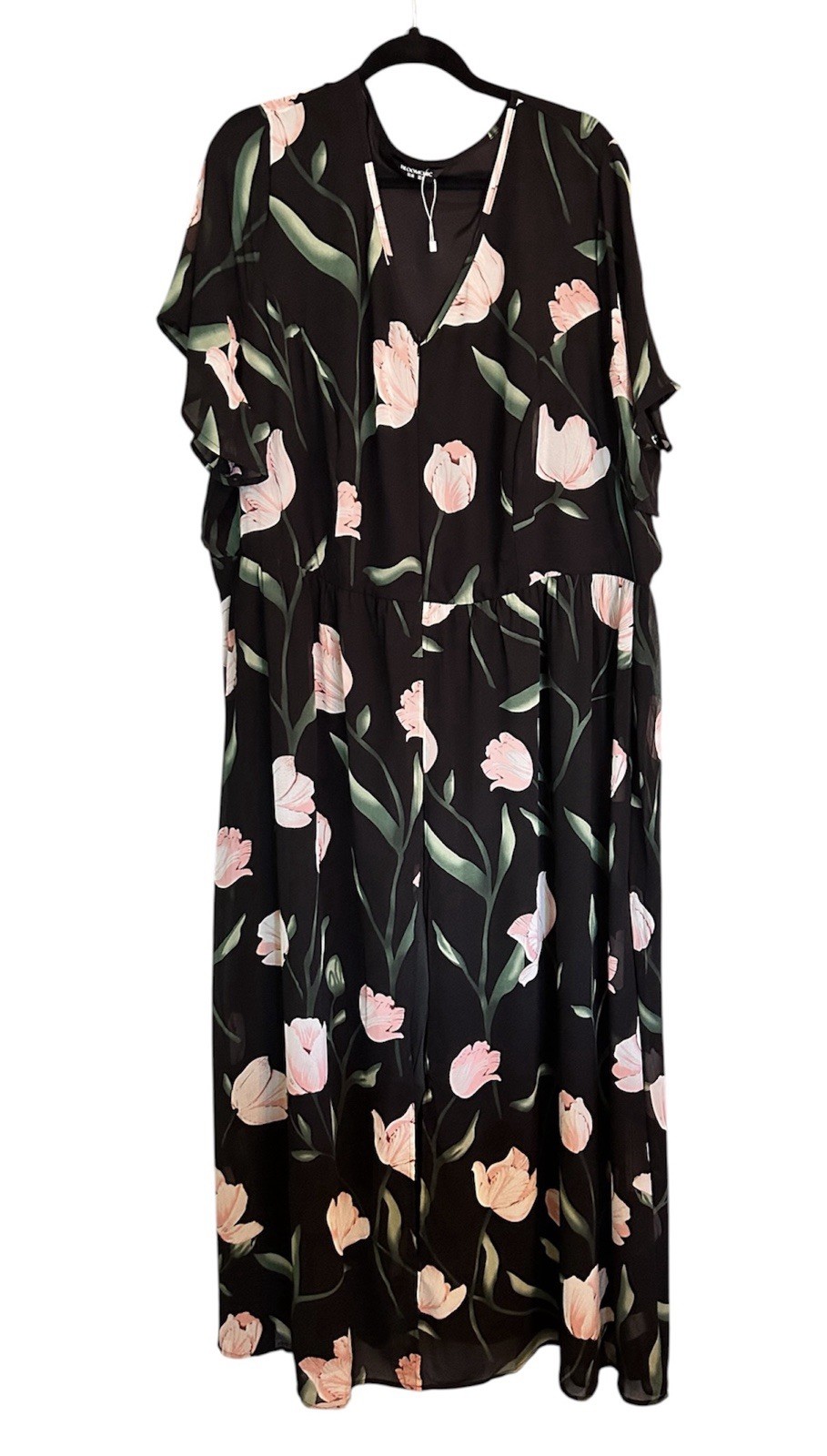 Bloomchic Size 30 6X Hidden Zipper Floral Layered Jumpsuit Black NEW Pockets