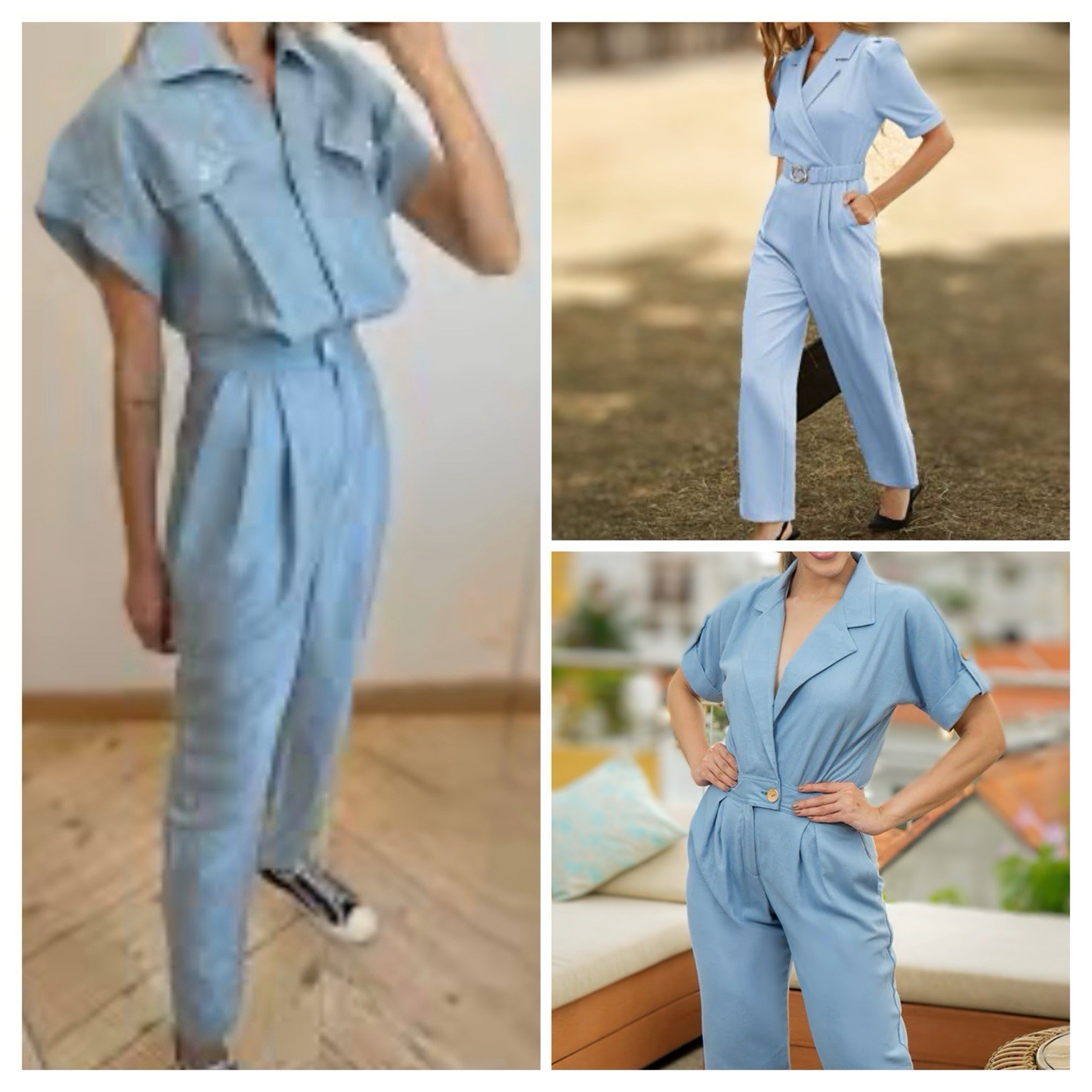 Baby Blue Poplin Coveralls Sz S Pleated Jumpsuit Preppy Coastal Grandma Hipster