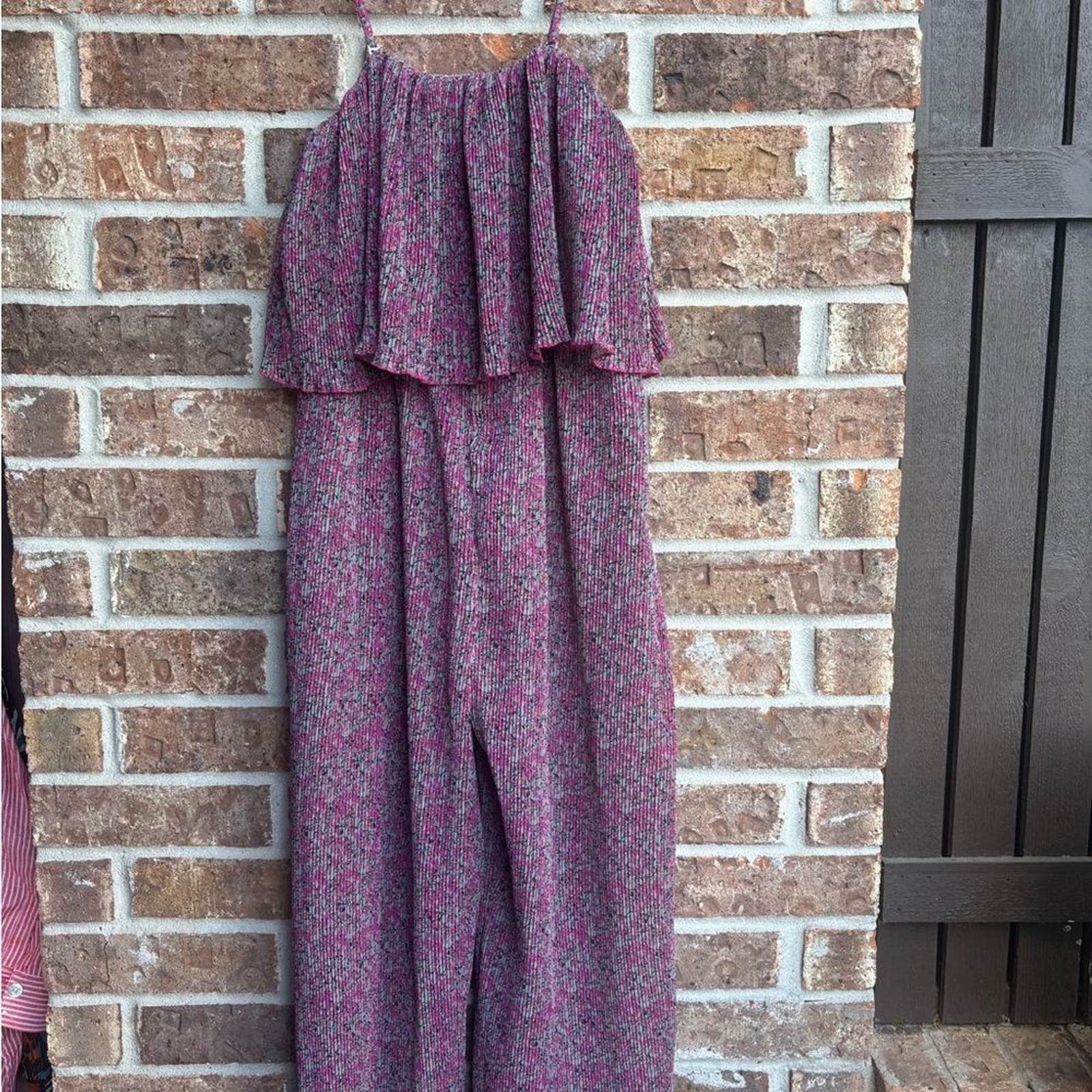 Anthropologie Rdalamal Suzanne Pleated Wide-Leg Jumpsuit — Floral Sz S