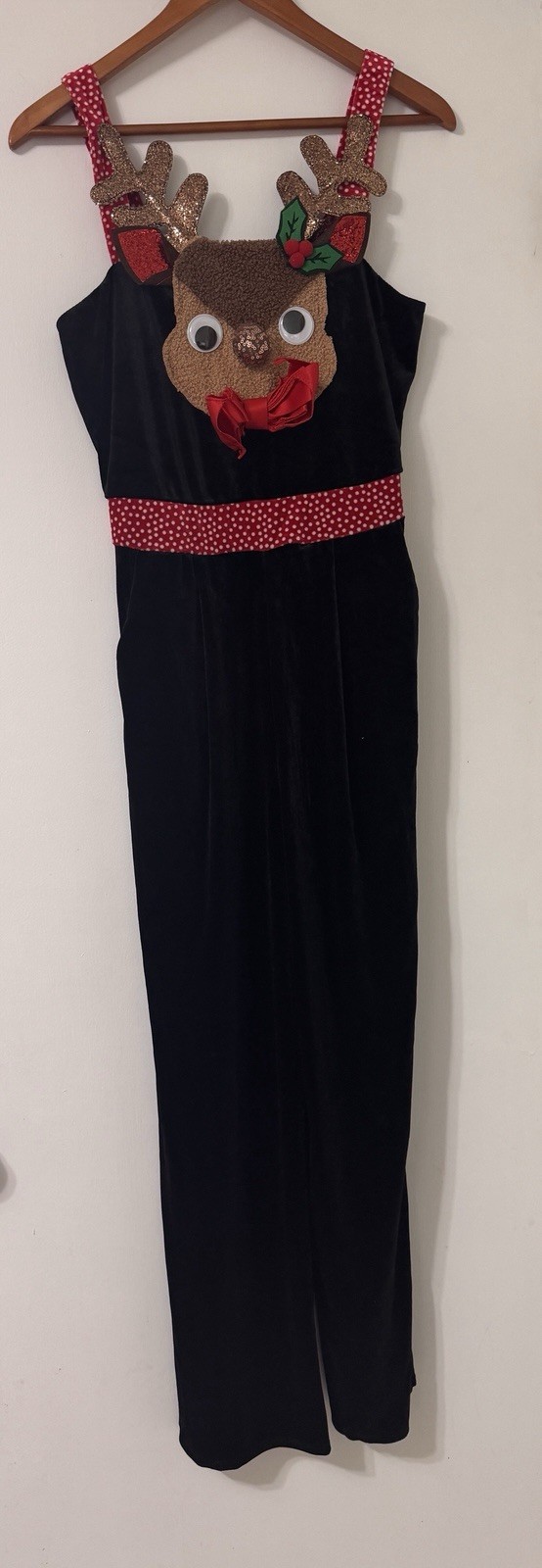 Love On A Hanger Rudolph Velvet Jumpsuit Size Medium NWT