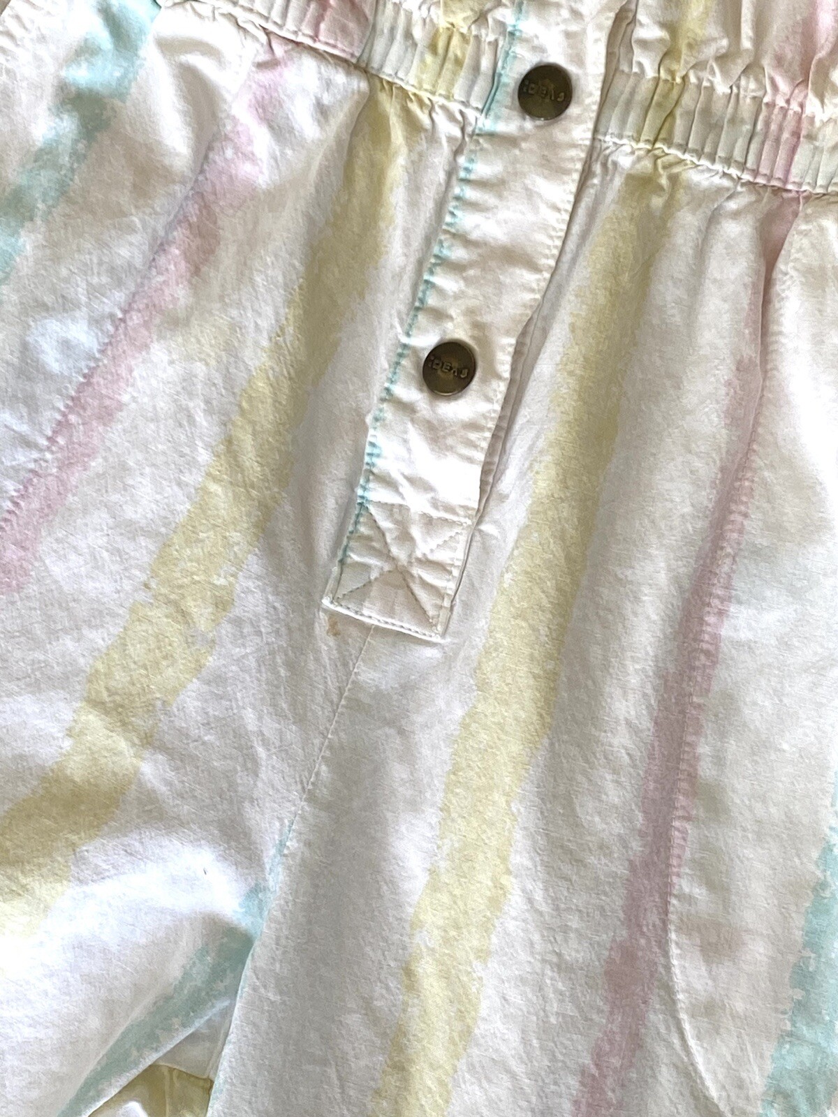Vintage 80s Pastel Rainbow Ideas Cotton Coveralls Jumpsuit Size Medium Womens
