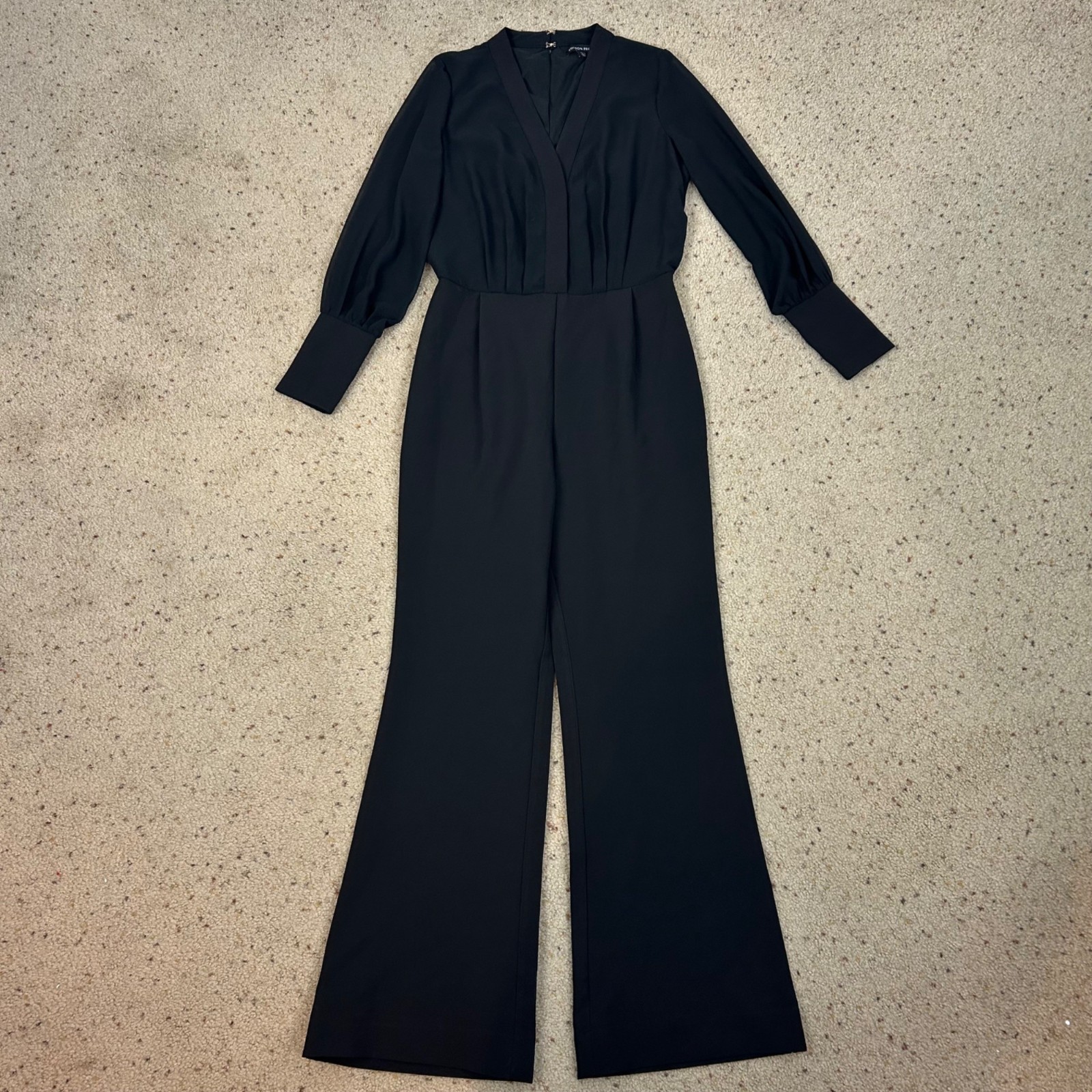Boston Proper Black Long Sleeve Jumpsuit Wide Leg Classic Dressy Size 4 Women’s