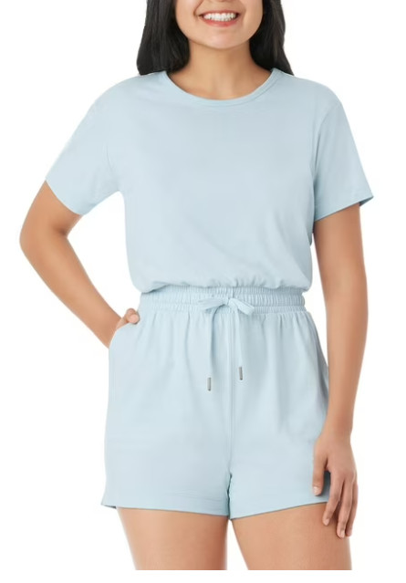 Member’s Mark Women’s Favorite Stretch Soft Romper Light Blue-Size Large-NWT