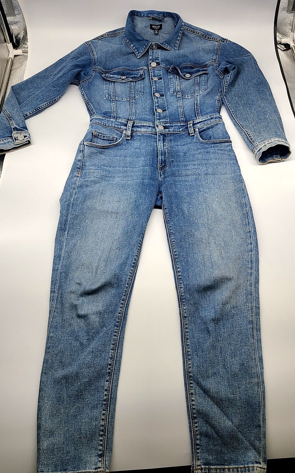 Hudson Los Angeles Denim Jumpsuit XS NWOT Blue Western Utility Stretch Fitted