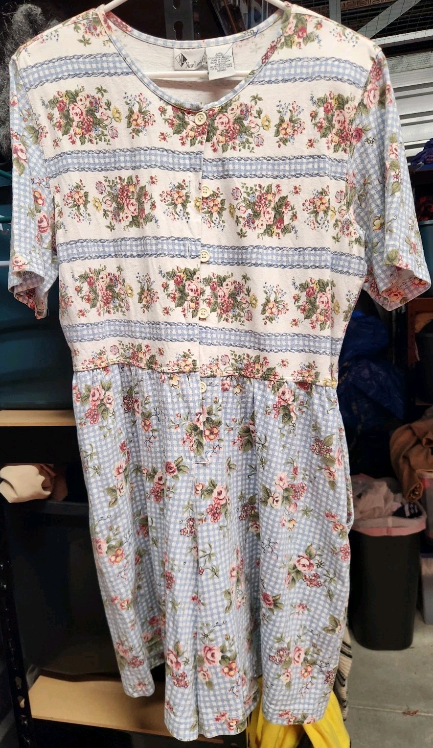 NEW LOOK Romper Womens Large Cottage Core Floral Granny Print Buttons Blue I*